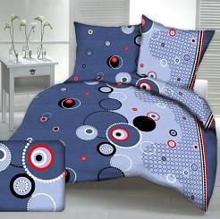 Pościel z kory 160x200 wzór okręgi na błękicie