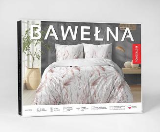 Pościel bawełniana 160x200 Detexpol biała różowe szare polne trawy