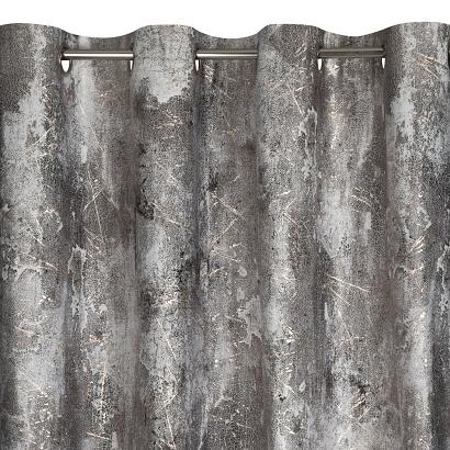 Zasłona gotowa na przelotkach ESTER 140x250 Eurofirany stalowa przecierany metaliczny nadruk