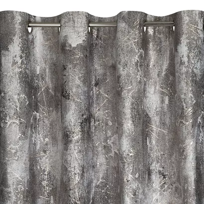 Zasłona gotowa na przelotkach ESTER 140x250 Eurofirany stalowa przecierany metaliczny nadruk
