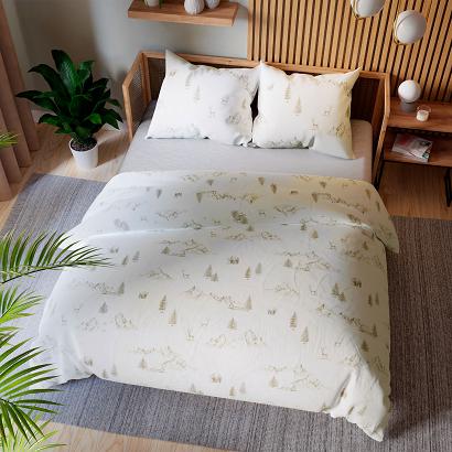 Komplet pościeli świątecznej z bawełny satynowej MOKOSZ 220x200 zimowy krajobraz