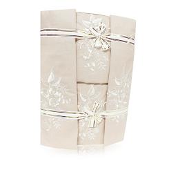 Pościel haftowana z prześcieradłem 200x220 kremowa