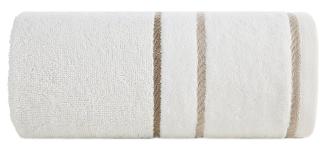Ręcznik bawełniany z welurową bordiurą w ozdobne paseczki NEL 70x140 Eurofirany kremowy