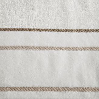 Ręcznik bawełniany z welurową bordiurą w ozdobne paseczki NEL 70x140 Eurofirany kremowy