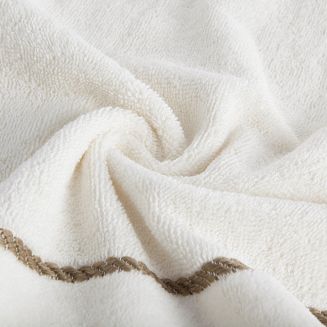 Ręcznik bawełniany z welurową bordiurą w ozdobne paseczki NEL 70x140 Eurofirany kremowy