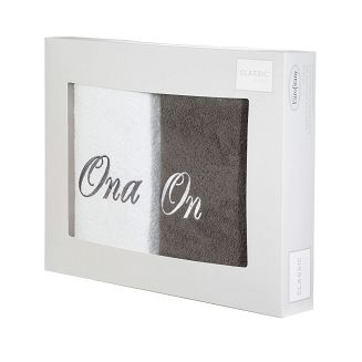 Komplet ręczników ON ONA 2 szt. 50x90 Eurofirany biały/stalowy
