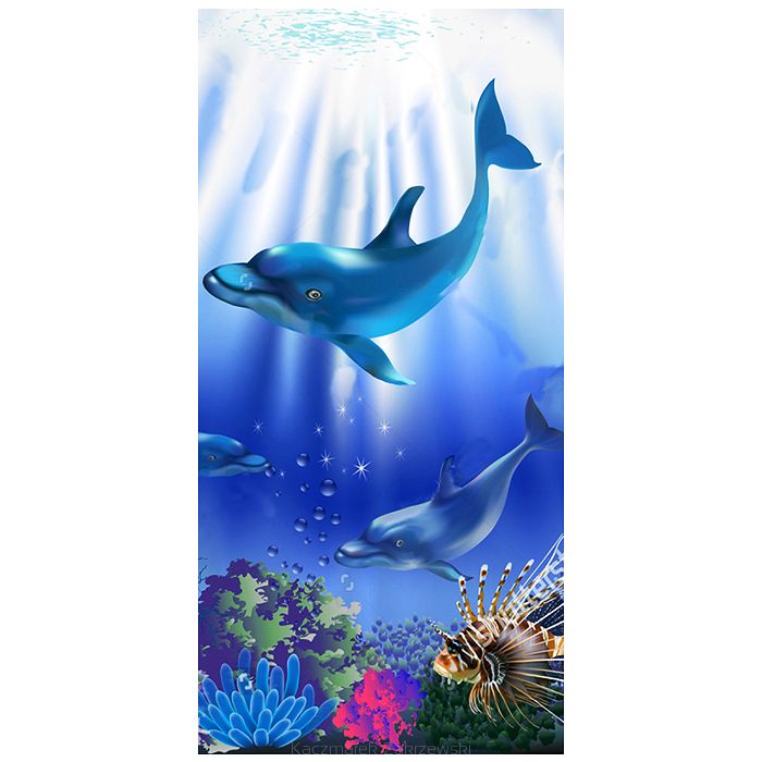 Ręcznik plażowy 70x140 wzór delfin w głębinach