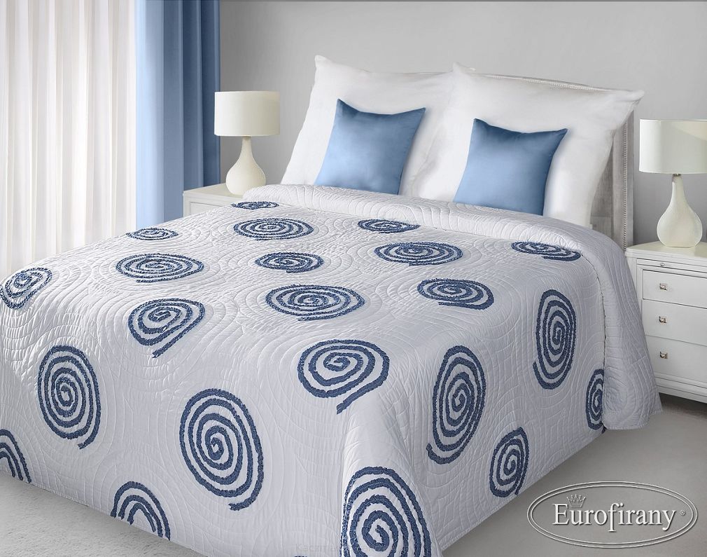 Narzuta OPI 220x240 EUROFIRANY biały+niebieski spirala