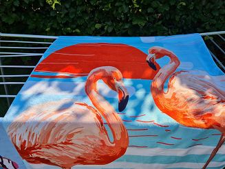 Ręcznik plażowy 70x140 wzór pomarańczowy flaming