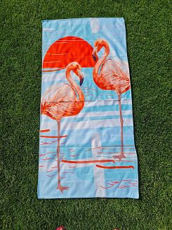 Ręcznik plażowy 70x140 wzór pomarańczowy flaming
