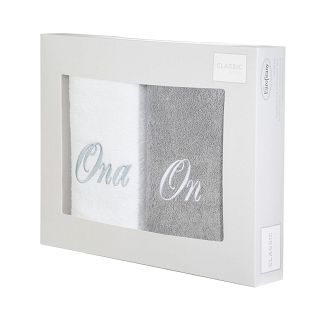 Komplet ręczników ON ONA 2 szt. 50x90 Eurofirany biały/popielaty