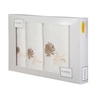 Komplet ręczników 3 cz. FLORIS 30x50 Eurofirany kremowy
