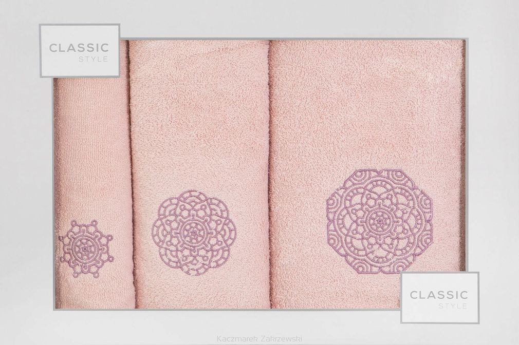 Komplet ręczników 3 cz. MANDALA 30x50 Eurofirany różowy