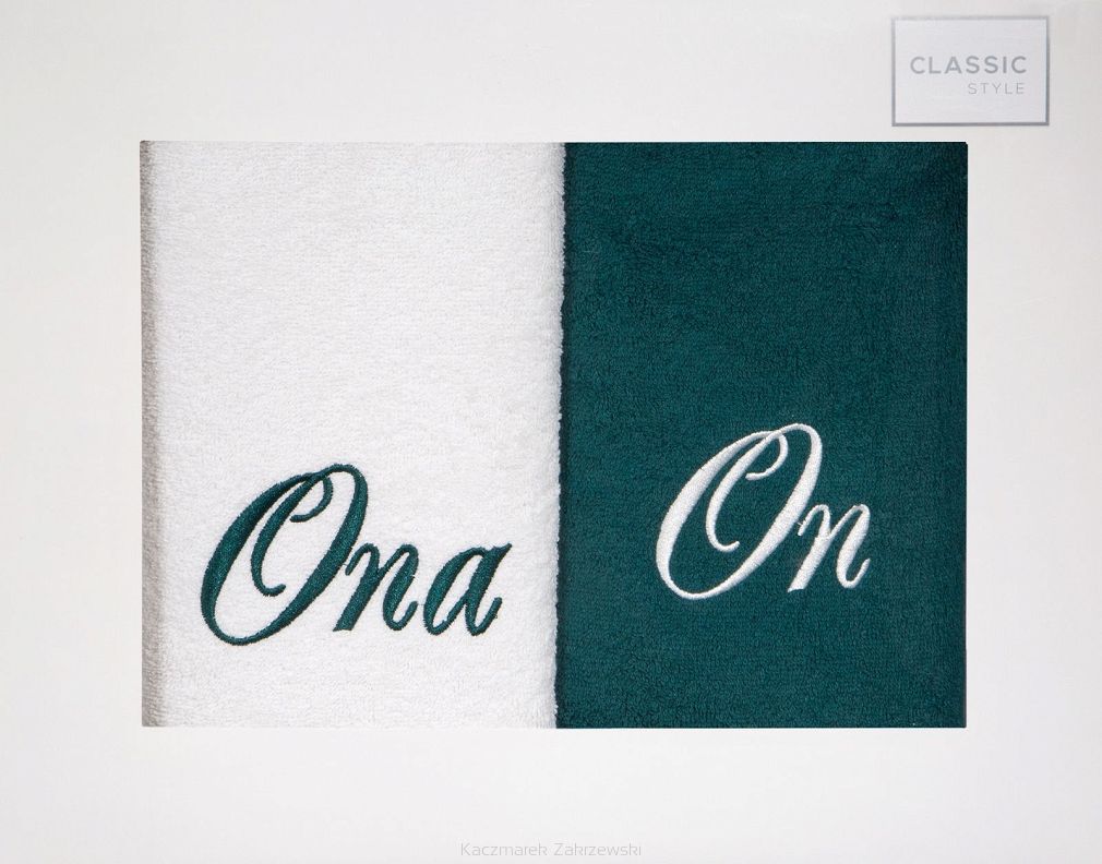 Komplet ręczników ON ONA 2 szt. 50x90 Eurofirany kremowy/butelkowy zielony