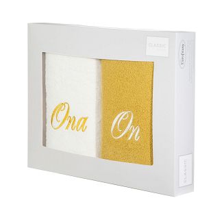 Komplet ręczników ON ONA 2 szt. 50x90 Eurofirany kremowy/musztardowy