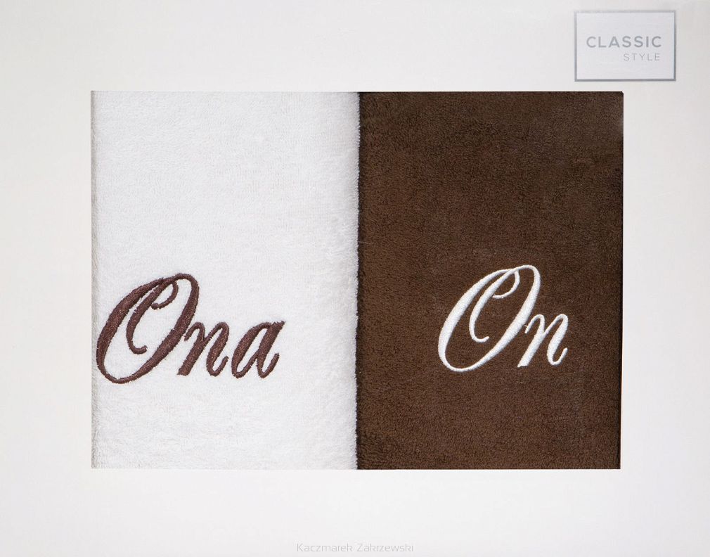Komplet ręczników ON ONA 2 szt. 50x90 Eurofirany kremowy/brązowy