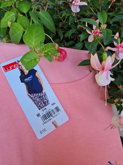 Piżama damska LUNA kod 616 różowa / kolorowe listki