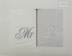 Komplet ręczników 2 szt. Mr-Mrs 50x90 Eurofirany biały srebrny